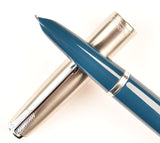 Parker 51 Classic in teal blue, Steel cap - Medium nib