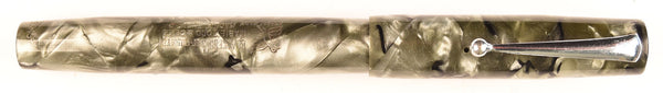 Mabie Todd Blackbird 5245 Lever Filler in silver pearl and black marble - Medium nib
