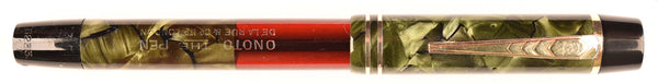 De La Rue Onoto 6233 Semi-Transparent pen in black veined green marble - Medium nib