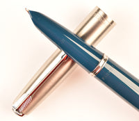 Parker 51 Classic in teal blue, Steel cap - Extra fine nib